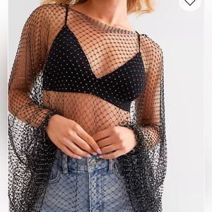 Black Mesh Cover-Up Top